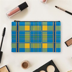 Plaid Tartan Scottish Blue Yellow Cosmetic Bag (medium)