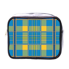 Plaid Tartan Scottish Blue Yellow Mini Toiletries Bag (one Side) by Nexatart