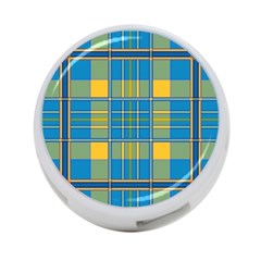 Plaid Tartan Scottish Blue Yellow 4-port Usb Hub (one Side) by Nexatart