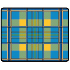 Plaid Tartan Scottish Blue Yellow Fleece Blanket (medium)  by Nexatart