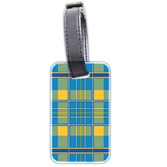 Plaid Tartan Scottish Blue Yellow Luggage Tag (two Sides) by Nexatart