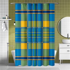 Plaid Tartan Scottish Blue Yellow Shower Curtain 48  X 72  (small)  by Nexatart