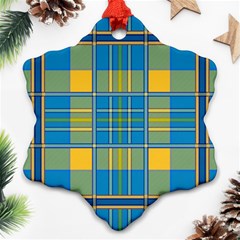 Plaid Tartan Scottish Blue Yellow Ornament (snowflake)