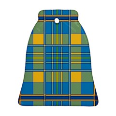 Plaid Tartan Scottish Blue Yellow Ornament (bell) by Nexatart