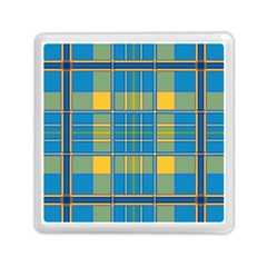 Plaid Tartan Scottish Blue Yellow Memory Card Reader (square)