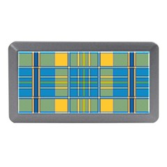 Plaid Tartan Scottish Blue Yellow Memory Card Reader (mini) by Nexatart