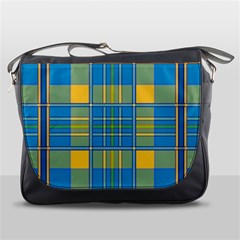 Plaid Tartan Scottish Blue Yellow Messenger Bag by Nexatart