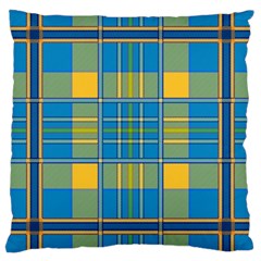 Plaid Tartan Scottish Blue Yellow Large Cushion Case (one Side)