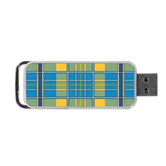 Plaid Tartan Scottish Blue Yellow Portable Usb Flash (one Side) by Nexatart