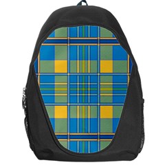 Plaid Tartan Scottish Blue Yellow Backpack Bag by Nexatart