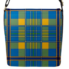 Plaid Tartan Scottish Blue Yellow Flap Closure Messenger Bag (s) by Nexatart