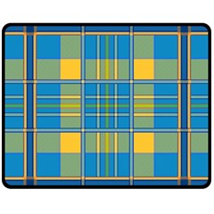 Plaid Tartan Scottish Blue Yellow Double Sided Fleece Blanket (medium)  by Nexatart