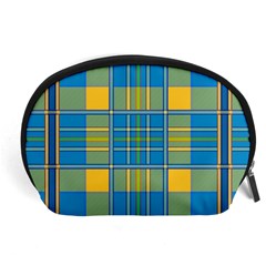 Plaid Tartan Scottish Blue Yellow Accessory Pouch (large)