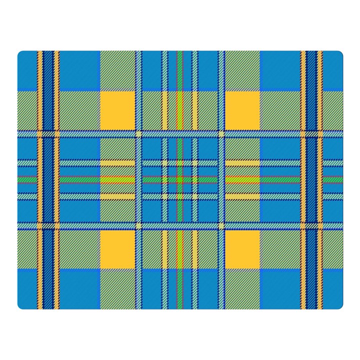 Plaid Tartan Scottish Blue Yellow Double Sided Flano Blanket (Large) 