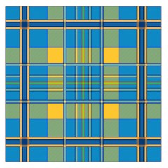 Plaid Tartan Scottish Blue Yellow Large Satin Scarf (square) by Nexatart