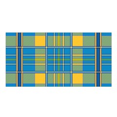 Plaid Tartan Scottish Blue Yellow Satin Shawl by Nexatart