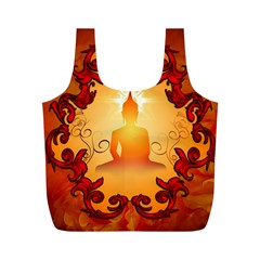 Buddah With Light Effect Full Print Recycle Bag (m) by FantasyWorld7