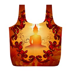 Buddah With Light Effect Full Print Recycle Bag (l) by FantasyWorld7