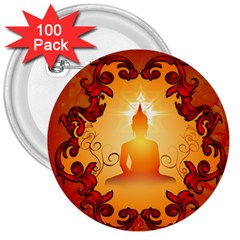 Buddah With Light Effect 3  Buttons (100 Pack)  by FantasyWorld7