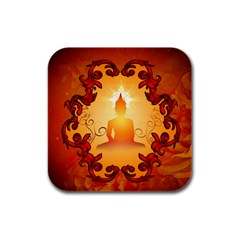 Buddah With Light Effect Rubber Square Coaster (4 Pack)  by FantasyWorld7