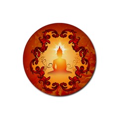 Buddah With Light Effect Rubber Coaster (round)  by FantasyWorld7