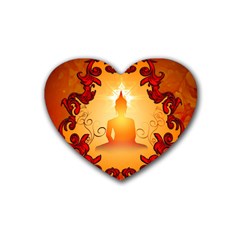 Buddah With Light Effect Heart Coaster (4 Pack) 