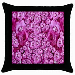 Happy Florals  Giving  Peace Ornate Throw Pillow Case (black) by pepitasart