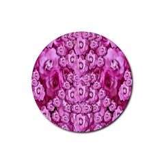 Happy Florals  Giving  Peace Ornate Rubber Coaster (round)  by pepitasart