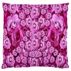 Happy Florals  Giving  Peace Ornate Large Flano Cushion Case (two Sides) by pepitasart