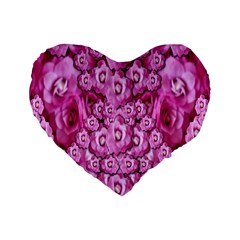 Happy Florals  Giving  Peace Ornate Standard 16  Premium Flano Heart Shape Cushions by pepitasart