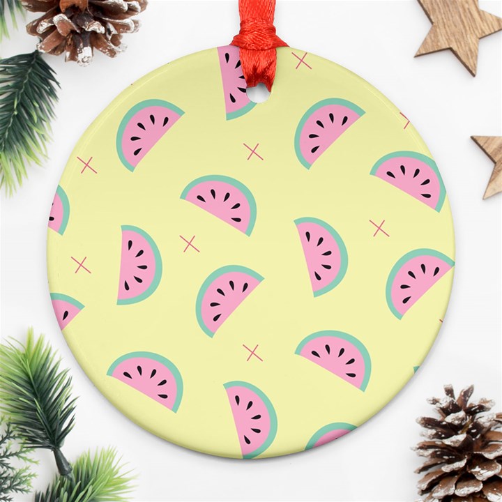 Watermelon Wallpapers  Creative Illustration And Pattern Round Ornament (Two Sides)