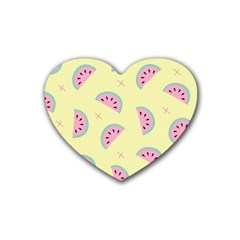 Watermelon Wallpapers  Creative Illustration And Pattern Rubber Coaster (heart)  by BangZart