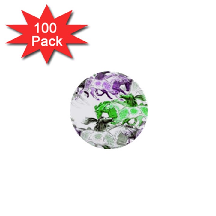 Horse Animal World Green 1  Mini Buttons (100 pack) 