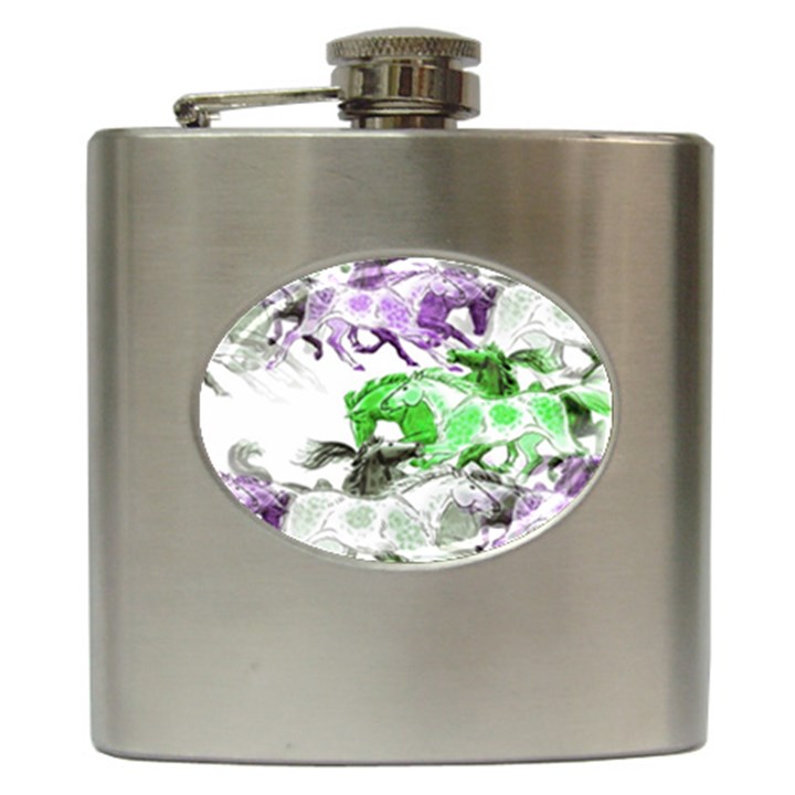 Horse Animal World Green Hip Flask (6 oz)