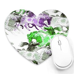 Horse Animal World Green Heart Mousepads by BangZart