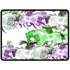 Horse Animal World Green Fleece Blanket (large)  by BangZart