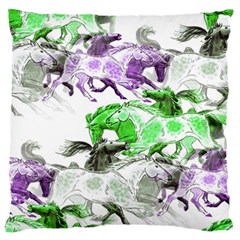 Horse Animal World Green Large Flano Cushion Case (two Sides) by BangZart