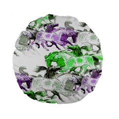 Horse Animal World Green Standard 15  Premium Flano Round Cushions by BangZart