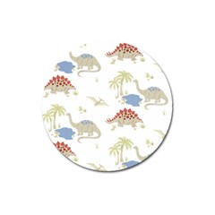 Dinosaur Animal Art Pattern Magnet 3  (round) by BangZart