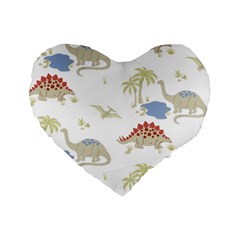 Dinosaur Animal Art Pattern Standard 16  Premium Heart Shape Cushions by BangZart