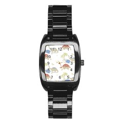 Dinosaur Animal Art Pattern Stainless Steel Barrel Watch by BangZart