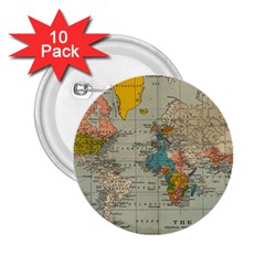 World Map Vintage 2 25  Buttons (10 Pack)  by BangZart