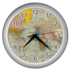 World Map Vintage Wall Clock (silver) by BangZart