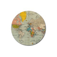 World Map Vintage Magnet 3  (round) by BangZart