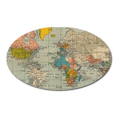 World Map Vintage Oval Magnet by BangZart