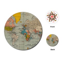 World Map Vintage Playing Cards Single Design (round)