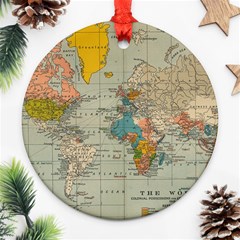 World Map Vintage Round Ornament (two Sides)