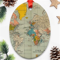 World Map Vintage Oval Ornament (two Sides) by BangZart