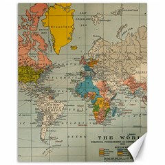 World Map Vintage Canvas 11  X 14 