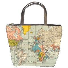 World Map Vintage Bucket Bag by BangZart